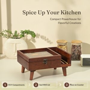 Brick Brown Legged Spice Box, Mango Wood image 2