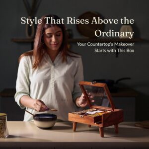 Brick Brown Legged Spice Box, Mango Wood image 3