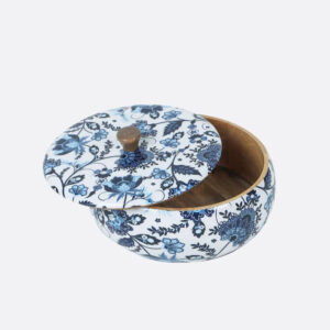 Brick Brown Floral Roti Box, Mango Wood image 15