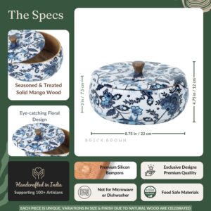 Brick Brown Floral Roti Box, Mango Wood image 11