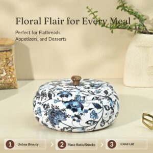 Brick Brown Floral Roti Box, Mango Wood image 2