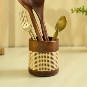 Brick Brown Tresso Cutlery Holder, Mango Wood image 4