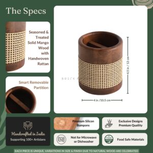 Brick Brown Tresso Cutlery Holder, Mango Wood image 8