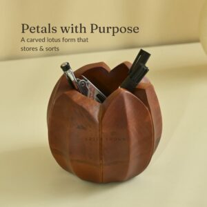 Brick Brown Lotus Cutlery Holder, Mango Wood image 3