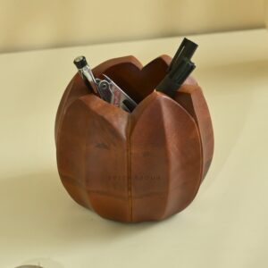 Brick Brown Lotus Cutlery Holder, Mango Wood image 2