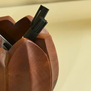 Brick Brown Lotus Cutlery Holder, Mango Wood image 5