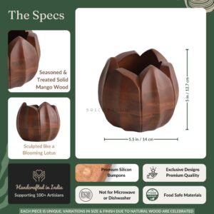 Brick Brown Lotus Cutlery Holder, Mango Wood image 9