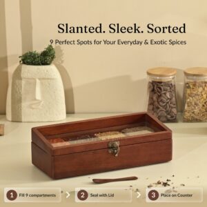 Brick Brown Prism Masala Box, Mango Wood image 2