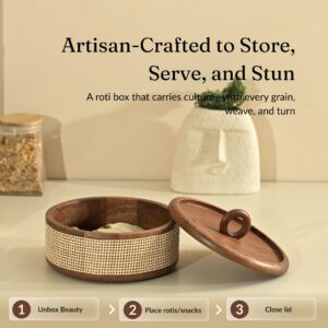 Brick Brown Tresso Roti Box, Mango Wood image 2