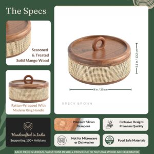 Brick Brown Tresso Roti Box, Mango Wood image 9