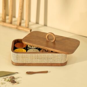 Brick Brown Tresso Masala Box, Mango Wood image 2