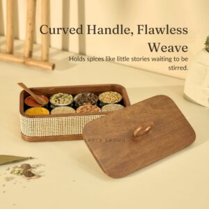 Brick Brown Tresso Masala Box, Mango Wood image 3