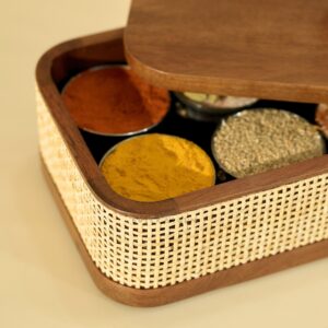 Brick Brown Tresso Masala Box, Mango Wood image 4
