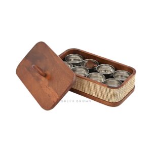 Brick Brown Tresso Masala Box, Mango Wood image 9