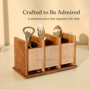 Brick Brown Nora Cutlery Holder, Mango Wood image 2