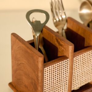Brick Brown Nora Cutlery Holder, Mango Wood image 4