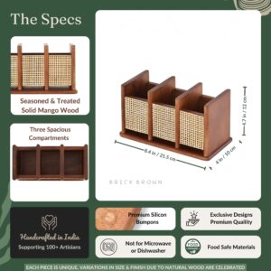 Brick Brown Nora Cutlery Holder, Mango Wood image 6