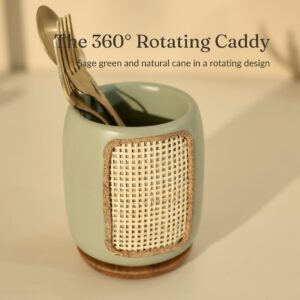Brick Brown Jali Cutlery Holder, Mango Wood image 3
