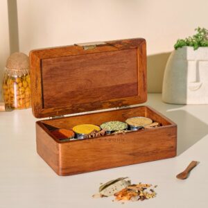 Brick Brown Noor Masala Box, Mango Wood image 2