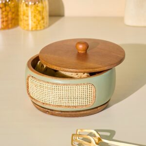 Brick Brown Jali Roti Box, Mango Wood image 2
