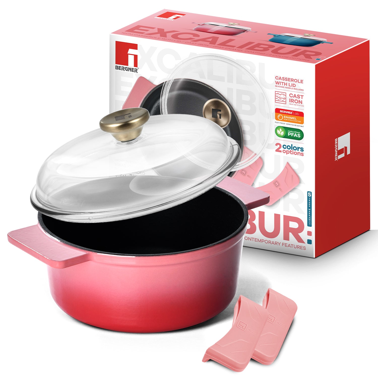 Excalibur Light Cast Iron Casserole with Lid 20cm (2.3L)