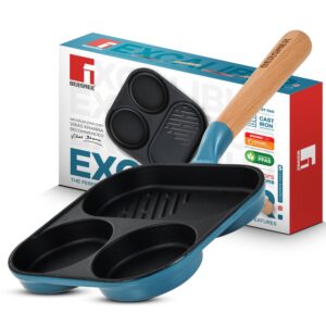 Excalibur Light Cast Iron 18cm Breakfast Pan - Induction Bottom - Blue