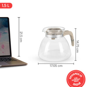 Voila Glass Carafe with Inbuilt Strainer Lid, Brown image 3