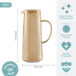 Breeze Amber Glass Jug with Strainer in Lid image 3