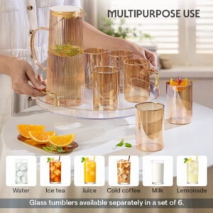 Breeze Amber Glass Jug with Strainer in Lid image 5