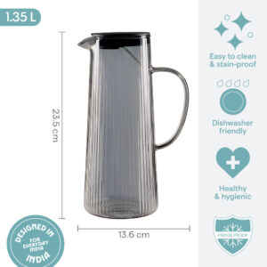 Breeze Grey Glass Jug with Strainer in Lid image 3