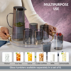 Breeze Grey Glass Jug with Strainer in Lid image 5