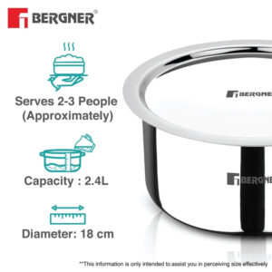 Argent TriPly Stainless Steel 18cm (2.4 L) Tope - Induction Bottom image 3