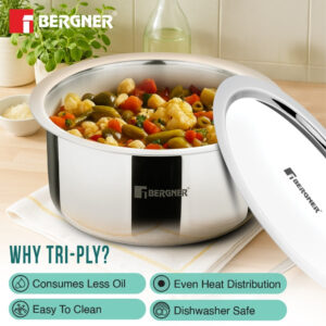 Argent TriPly Stainless Steel 18cm (2.4 L) Tope - Induction Bottom image 5
