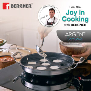 Argent Samsara Tri-Ply Stainless Steel Round Paniyarakkal with 11 Pits (25cm Diameter) - Induction Bottom image 2