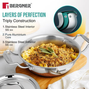 Argent Junior Chef TriPly Stainless Steel 18cm Kadai image 3