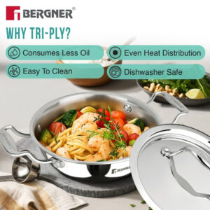 Argent Junior Chef TriPly Stainless Steel 18cm Kadai image 4