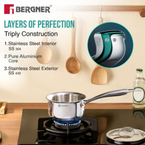 Argent Junior Chef Tri-Ply Stainless Steel 12cm (800ml) Saucepan image 3