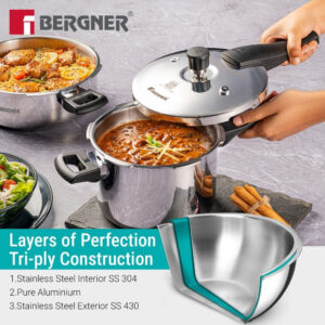 Argent Classic Triply Outer Lid Pressure Cooker 8.0L - Induction Bottom image 3