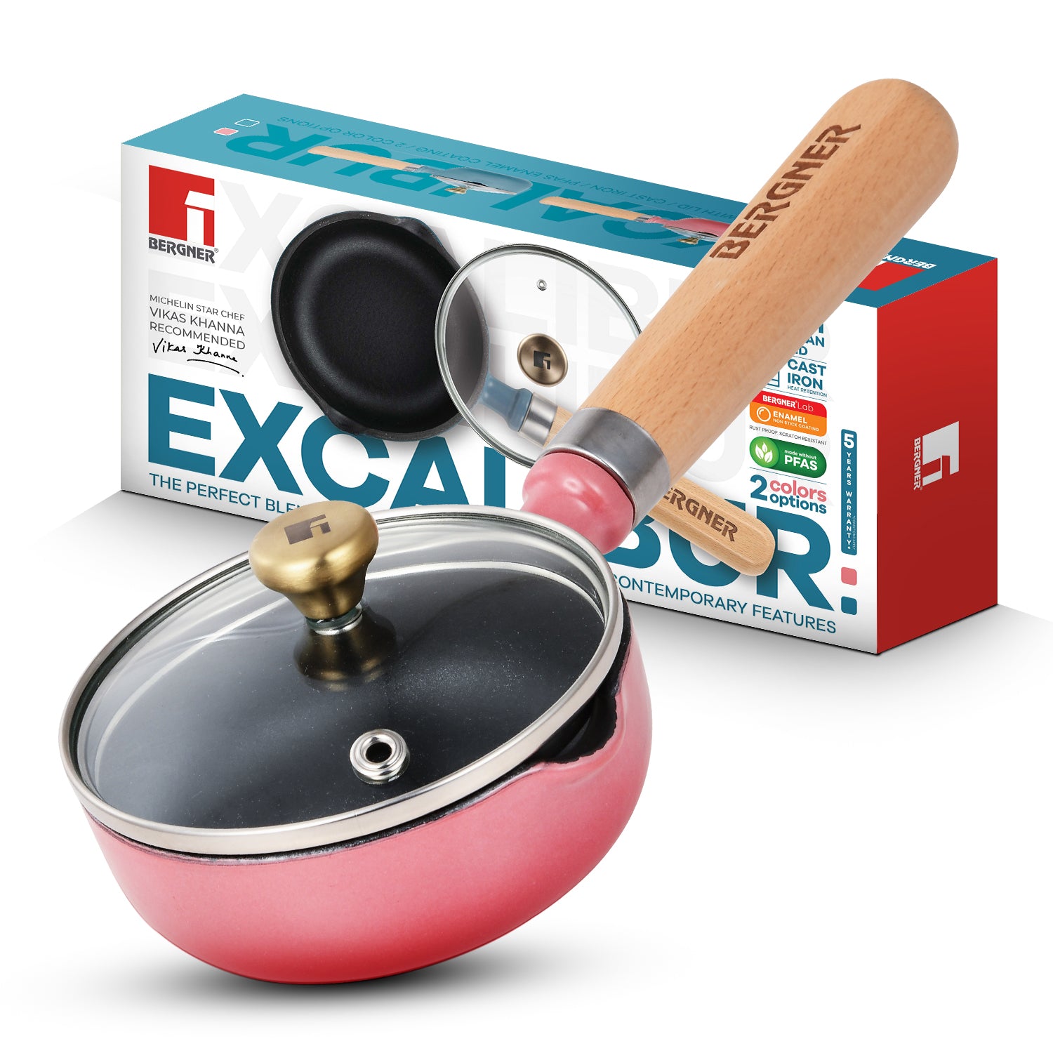 Excalibur Light Cast Iron 12cm / 200ml Tadkapan with Lid - Induction Bottom