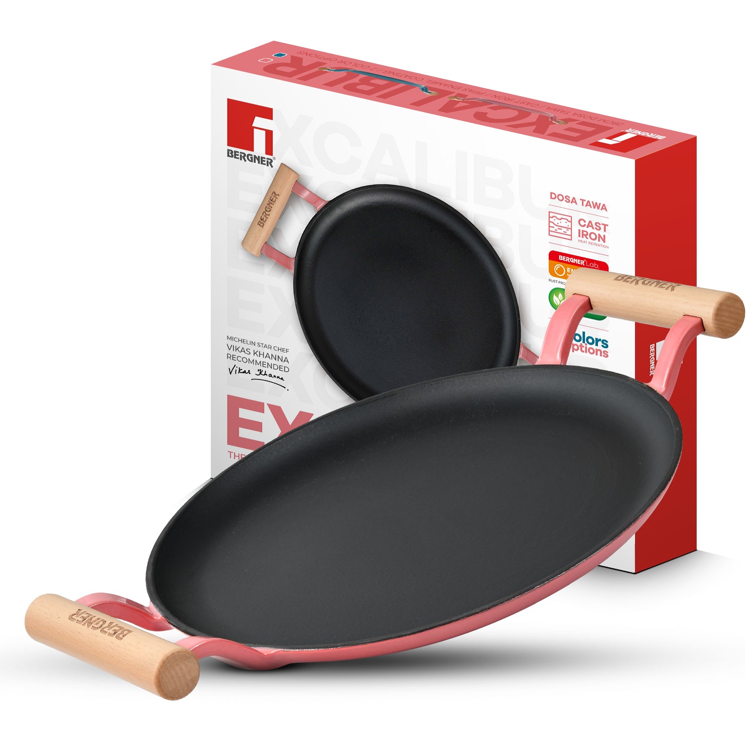 Excalibur Light Cast Iron Dosa Tawa with Double Sided Handle