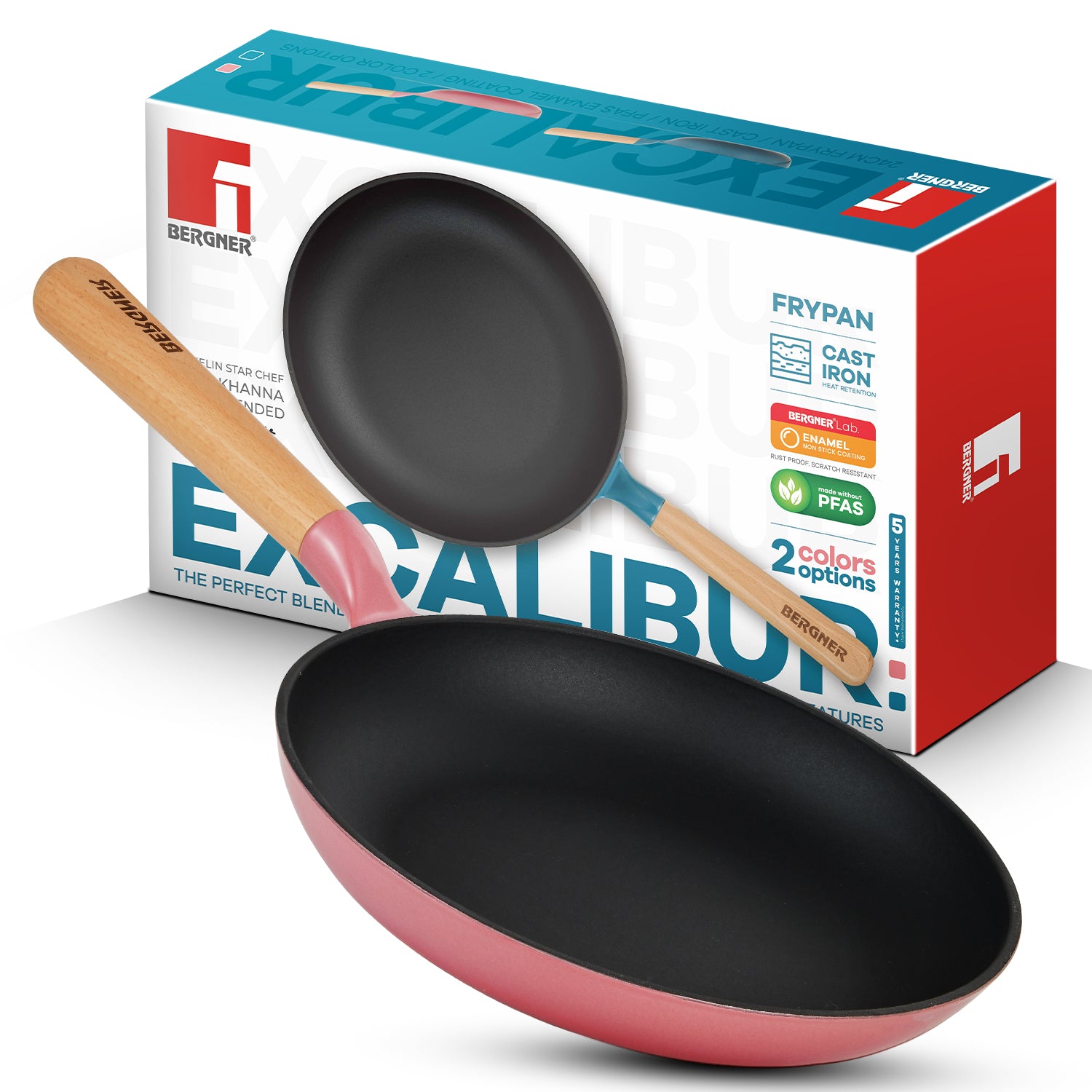Excalibur Light Cast Iron Frypan 24cm - Induction Bottom