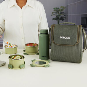 Glory Round Lunchbox with Stainless Steel Bottle, Green image 10