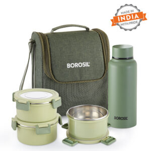 Glory Round Lunchbox with Stainless Steel Bottle, Green image 3