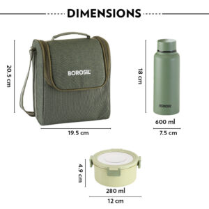 Glory Round Lunchbox with Stainless Steel Bottle, Green image 4
