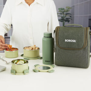 Glory Round Lunchbox with Stainless Steel Bottle, Green image 21