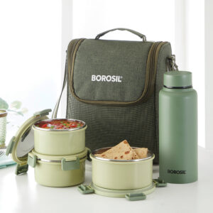 Glory Round Lunchbox with Stainless Steel Bottle, Green image 12