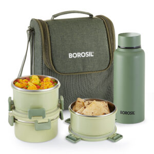 Glory Round Lunchbox with Stainless Steel Bottle, Green image 13