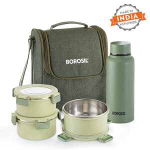 Glory Round Lunchbox with Stainless Steel Bottle, Green image 14
