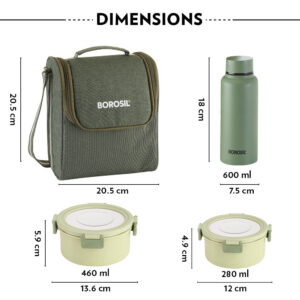 Glory Round Lunchbox with Stainless Steel Bottle, Green image 15