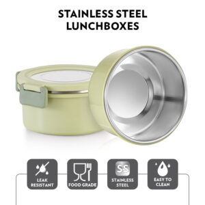 Glory Round Lunchbox with Stainless Steel Bottle, Green image 18